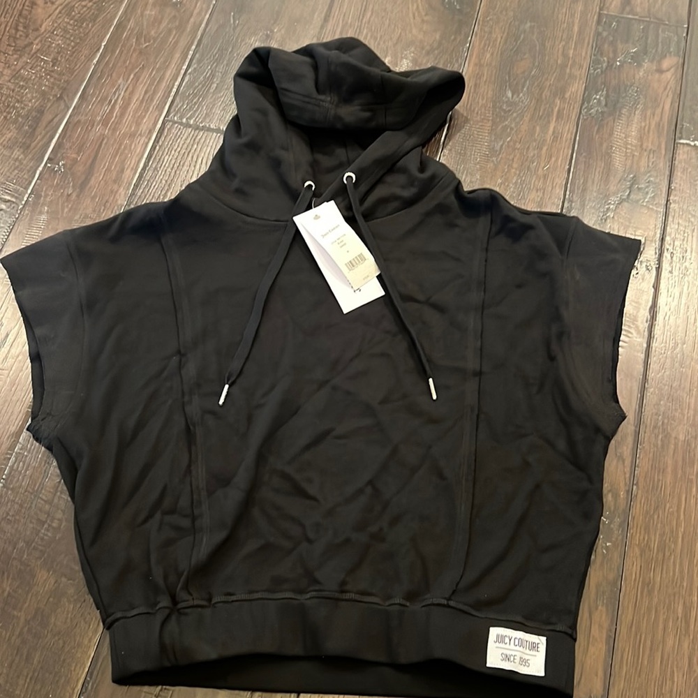 JUICY COUTURE black Short sleeve pullover hoodie